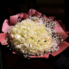  Ankara Çiçek Cotton White Rose - Beyaz Gül Buketi