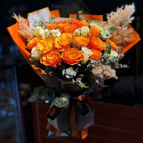  Kızılay Çiçek Gönder Orange Roses Bouquet - Sonbahar Gül Buketi