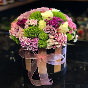 Ankara Çiçekçi Lilac Floral Box - Karışık Yeşil Lila Aranjman