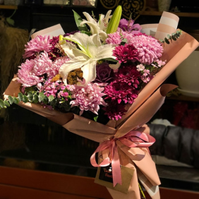 Ankara Çiçekçi Lily Pink Floral - Lilyumlu Pembe Buket Tasarımı